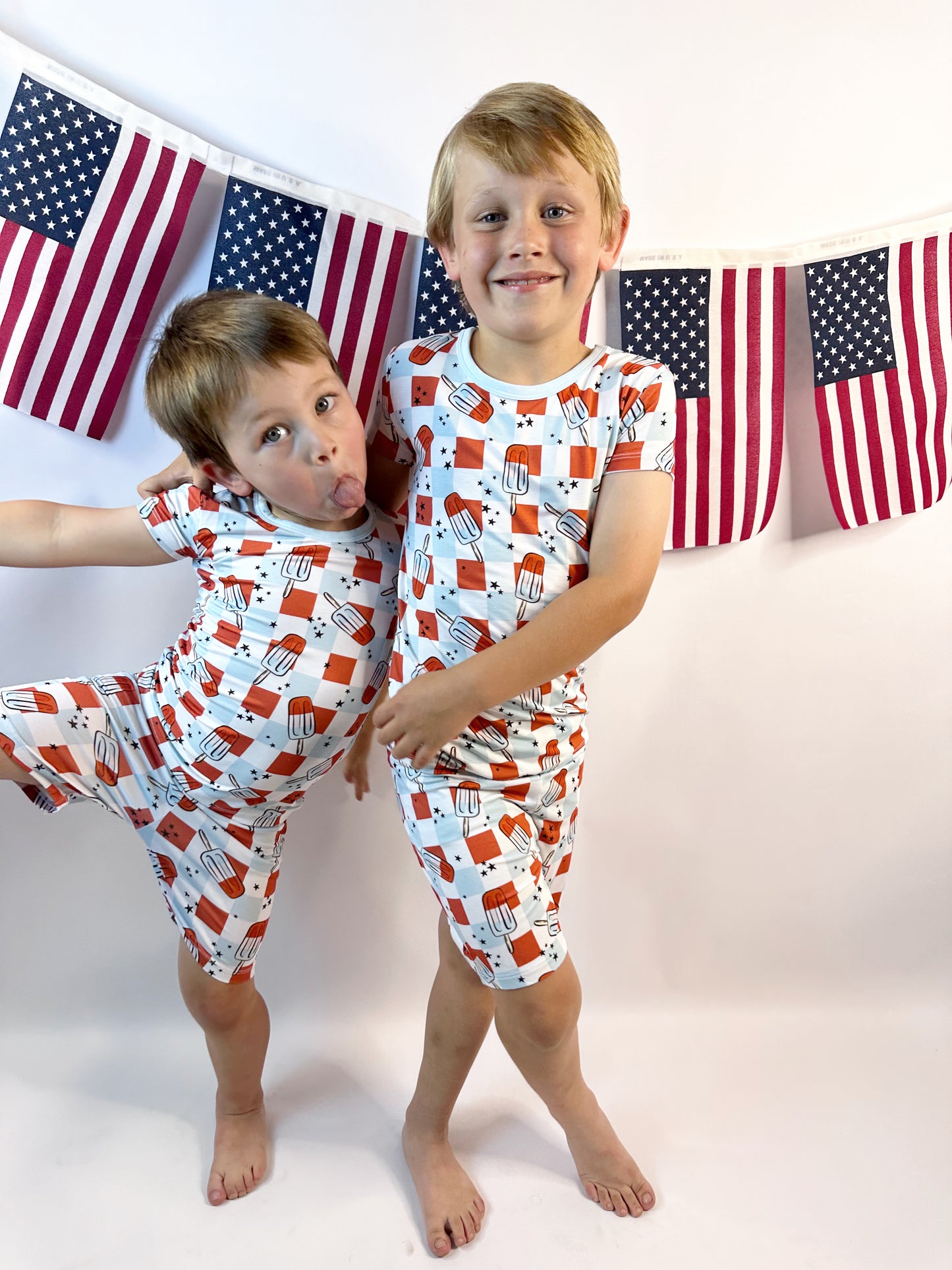 4th Of July Checkered 2 Piece Pajama Set