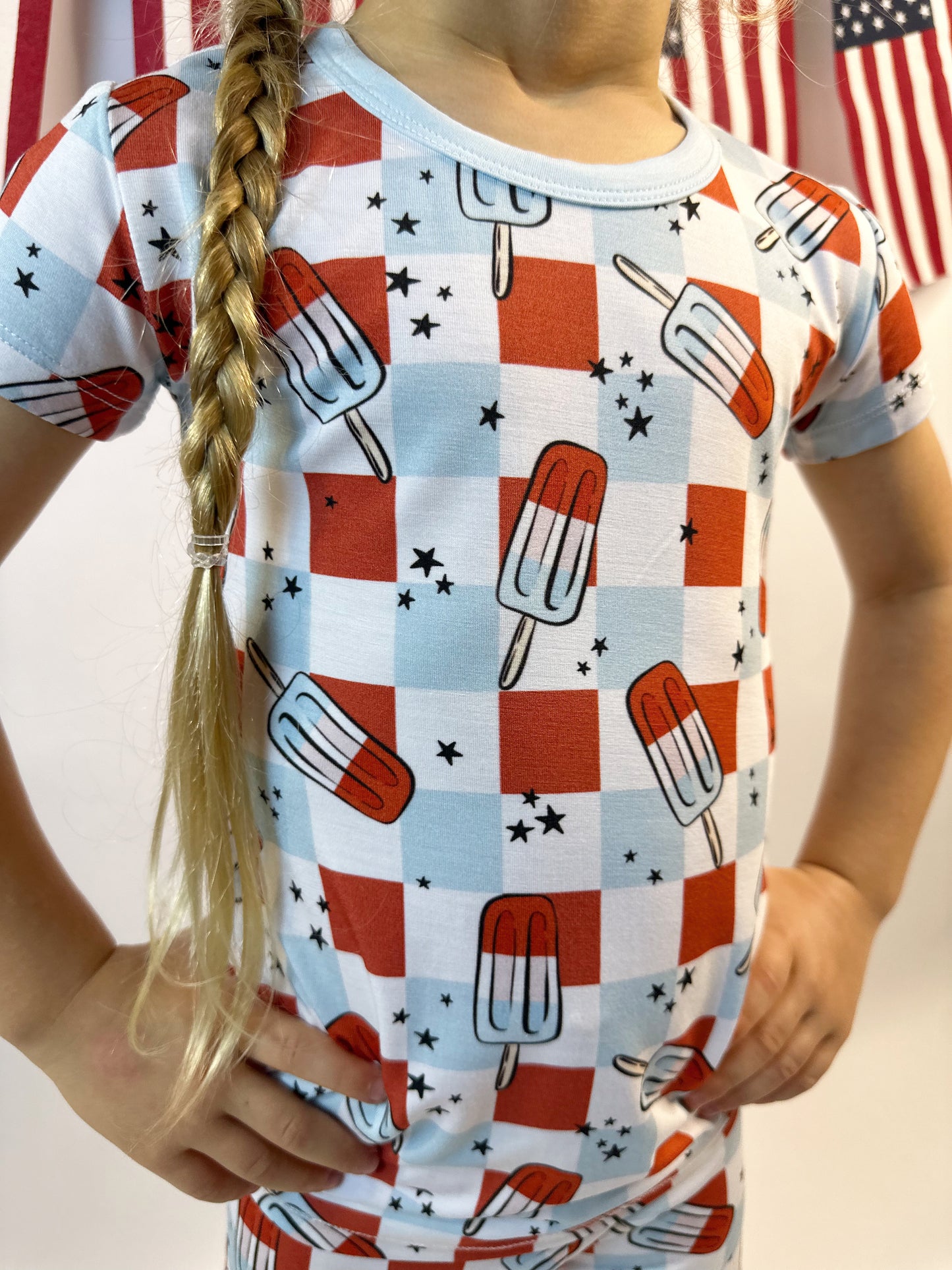 4th Of July Checkered 2 Piece Pajama Set