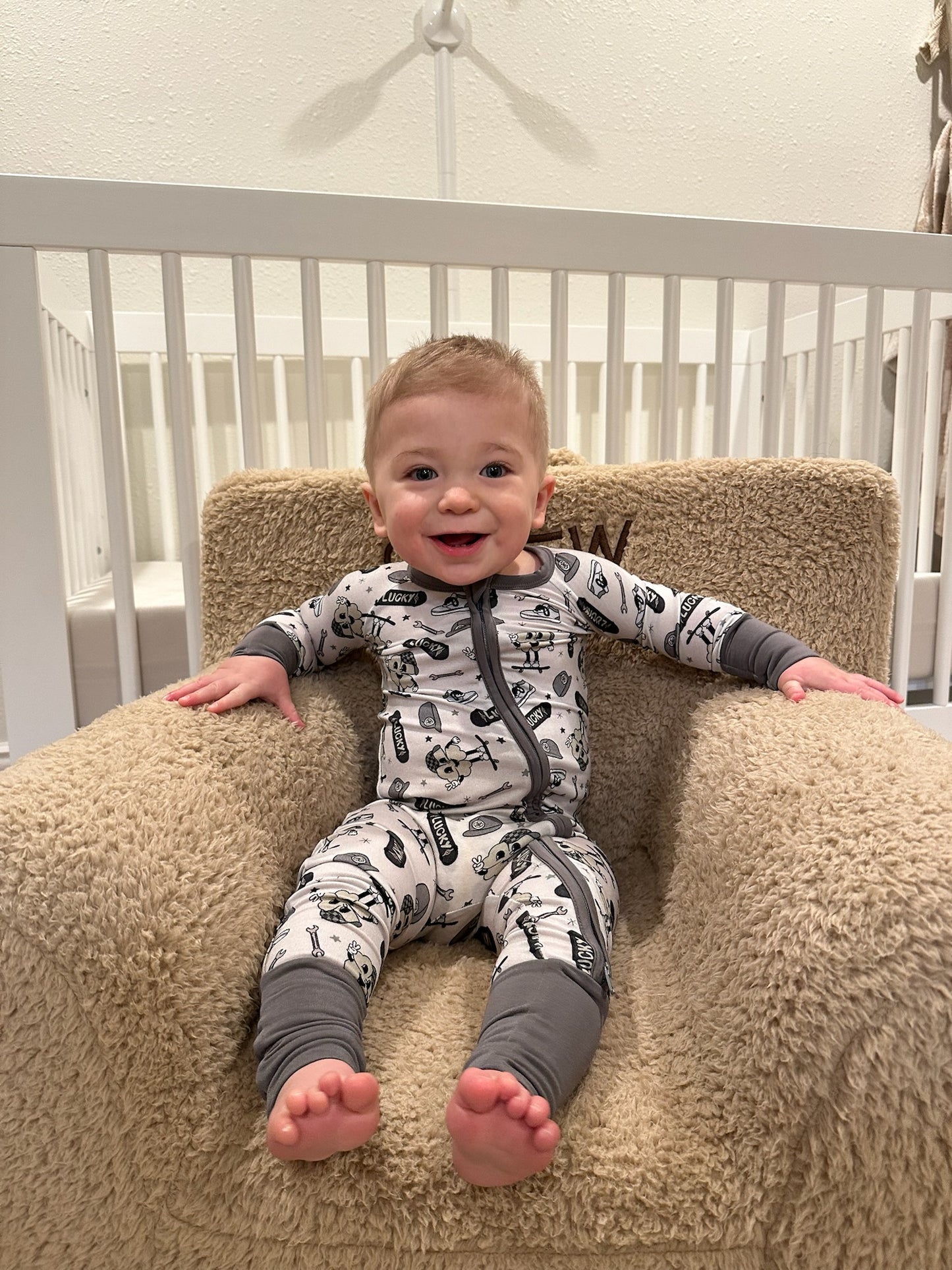 Lucky Dude Skateboard-2 Way Convertible Zip Romper