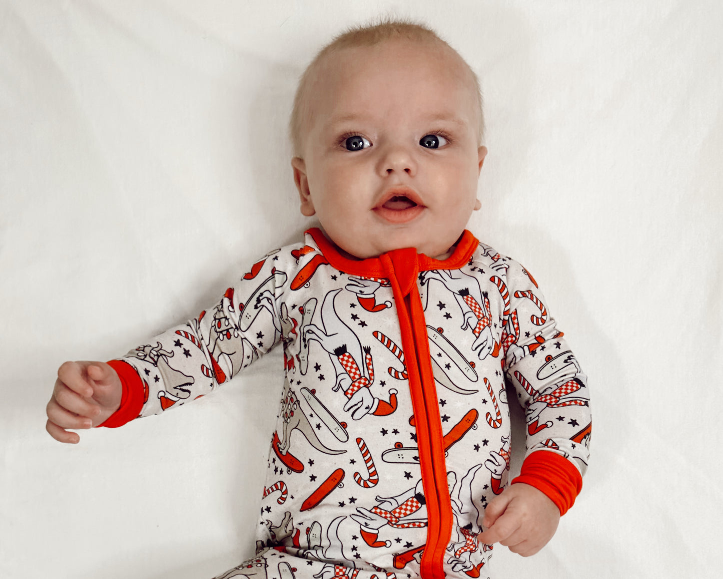 Dino Christmas-2 Way Convertible Zip Romper